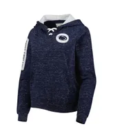 Women's Colosseum Navy Penn State Nittany Lions The Devil Speckle Lace-Placket Raglan Pullover Hoodie