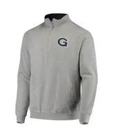 Men's Colosseum Heathered Gray Georgetown Hoyas Tortugas Logo Quarter-Zip Jacket