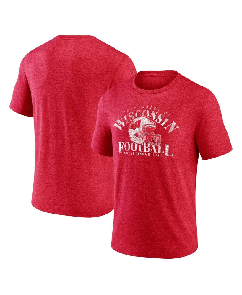 Men's Fanatics Heathered Red Wisconsin Badgers Logo Hometown Tri-Blend T-shirt