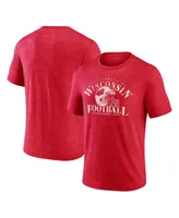 Men's Fanatics Heathered Red Wisconsin Badgers Logo Hometown Tri-Blend T-shirt