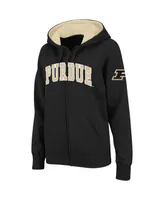 Women's Stadium Athletic Black Purdue Boilermakers Arched Name Full-Zip Hoodie