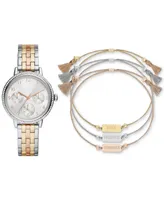 Jessica Carlyle Women's Tri-Tone Metal Alloy Bracelet Watch 36mm Gift Set