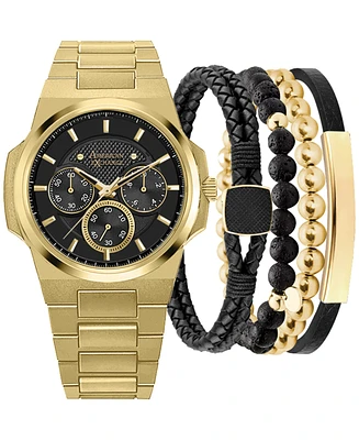 American Exchange Men's Gold-Tone Metal Alloy Bracelet Watch 52mm Gift Set