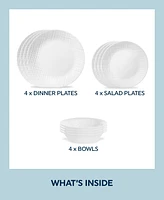 Corelle Embossed Linen Weave 12 Pc. Dinnerware Set, Service for 4