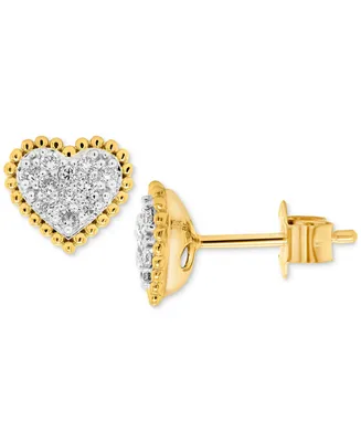 Forever Grown Diamonds Lab-Created Diamond Heart Cluster Bead Frame Stud Earrings (1/4 ct. t.w.) in 14k Gold-Plated Sterling Silver