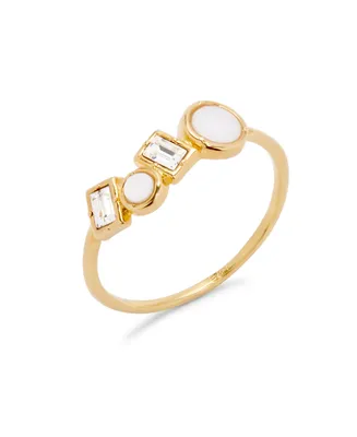 brook & york Baguette Crystals and Mother of Imitation Pearl Inlay Micah Extra Thin Ring