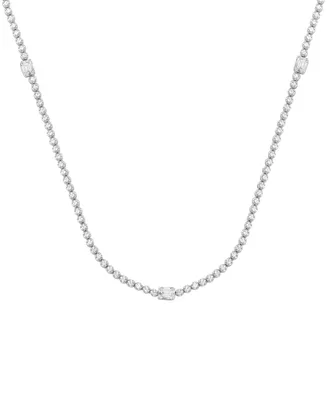 Badgley Mischka Lab Grown Diamond Round- & Emerald-Cut 17" Collar Necklace (3 ct. t.w.) in 14k White Gold