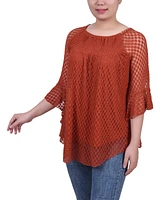 Ny Collection Bell-Sleeve Lace Top