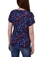 Ny Collection Women's Short Sleeve Top with Mesh