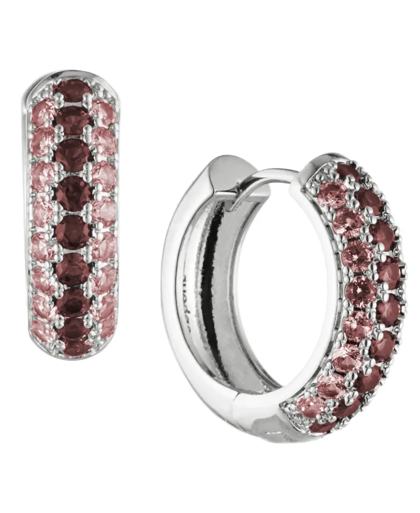 Bonheur Jewelry Addison Pink Red Crystal Mini Hoop Earrings