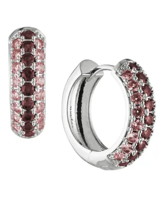 Bonheur Jewelry Addison Pink Red Crystal Mini Hoop Earrings