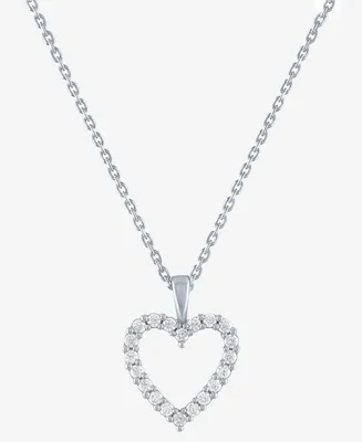 Forever Grown Diamonds Lab-Created Diamond Open Heart 18" Pendant Necklace (1/4 ct. t.w.) in Sterling Silver