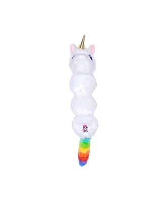 Rainbow Unicorn Skinny Plush Dog Toy with squeakers