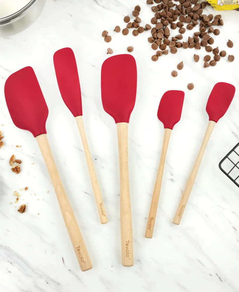 Tovolo Flex-Core Wood-Handled Mini Spatula & Spoonula in Cayenne