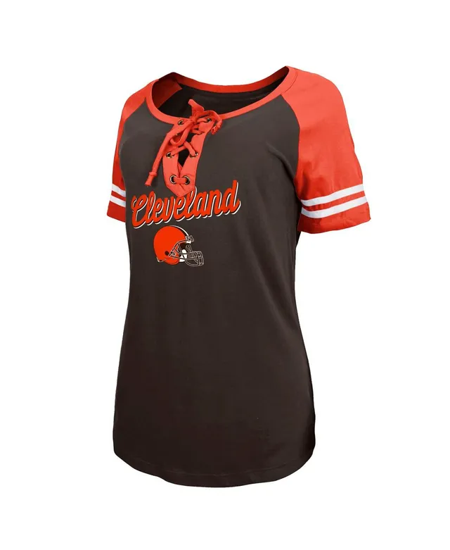 Women's New Era Brown Cleveland Browns Athletic Varsity Lace-Up Long Sleeve T-Shirt