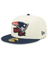 Men's New Era Cream, Navy England Patriots 2022 Sideline 59FIFTY Fitted Hat