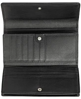 Mancini Women's Basket Weave Collection Rfid Secure Quadruple Fold Wallet