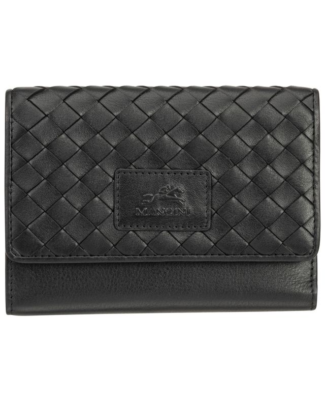 Mancini Women's Basket Weave Collection Rfid Secure Mini Clutch Wallet