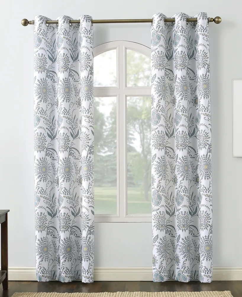 No. 918 Janelle Medallion Floral Semi-Sheer Grommet Curtain Panel