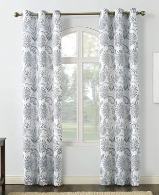 No. 918 Janelle Medallion Floral Semi-Sheer Grommet Curtain Panel