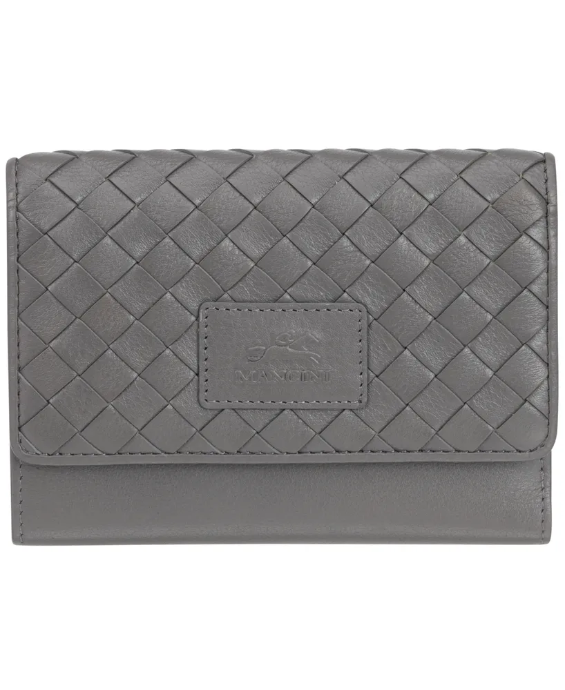 Mancini Women's Basket Weave Collection Rfid Secure Mini Clutch Wallet