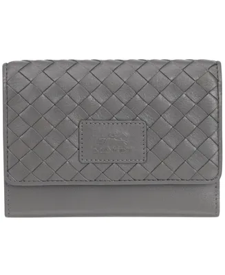 Mancini Women's Basket Weave Collection Rfid Secure Mini Clutch Wallet