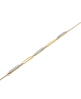 Wrapped Diamond & Polished Bar Ankle Bracelet (1/6 ct. t.w.) Two toned in 10k Gold and White Rhodium, Created by Macy's