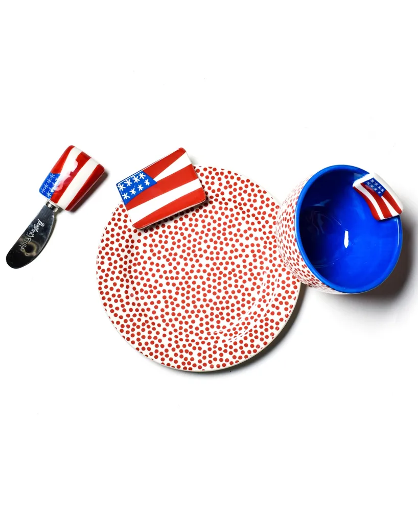 Happy Everything by Laura Johnson Flag Embellishment Plate Bowl and Spreader, Set of 3