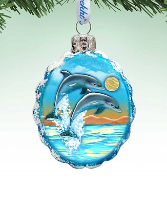 Designocracy Flower Dolphins Mercury Holiday Ornament