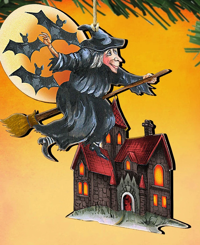 Designocracy Christmas Witch Holiday Ornaments, Set of 2