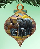 Designocracy 2 Piece Raising Sun Bears Wood Ornament Set