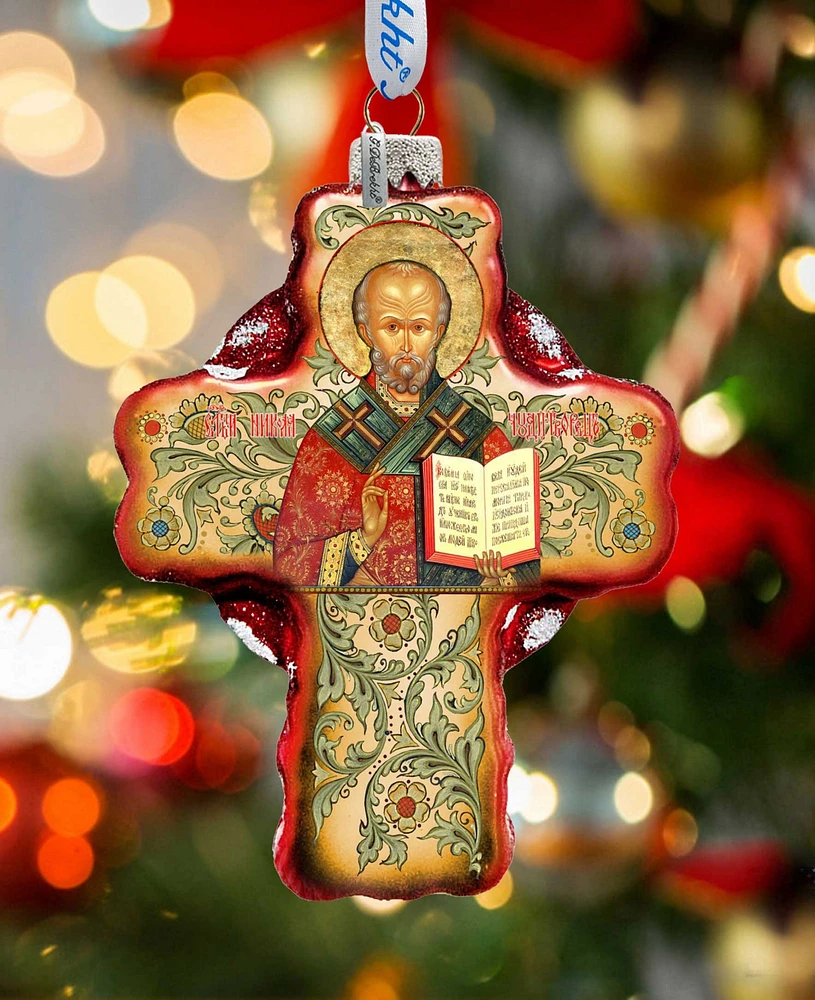 G.DeBrekht Saint Nicholas Icon Cross Holiday Ornament