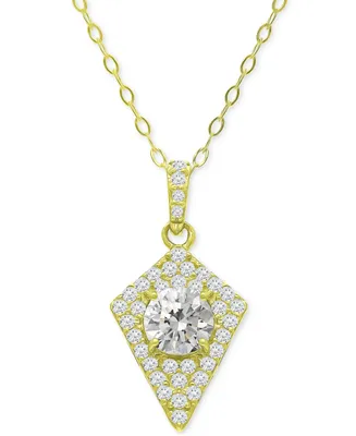 Giani Bernini Cubic Zirconia Kite Cluster Pendant Necklace, 16" + 2" extender, Created for Macy's