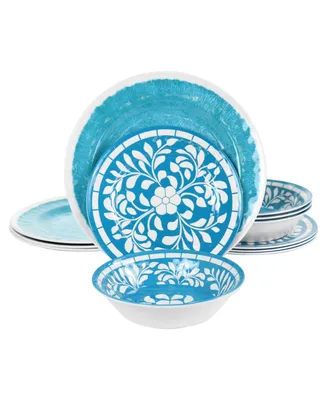 Elama Rebeca 12 Piece Melamine Dinnerware Set, Service for 4