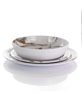 Elama Glossy Silvana 12 Piece Lightweight Melamine Dinnerware Set, Service for 4