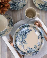 Elama Floral Violet 16 Piece Dinnerware Set, Service for 4