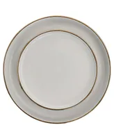 Elama Simon 16 Piece Stoneware Dinnerware Set, Service for 4 - Matte Slate with Gold