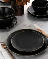 Elama Textured, Uneven Dimpled Design Emilio 16 Piece Stoneware Dinnerware Set, Service for 4