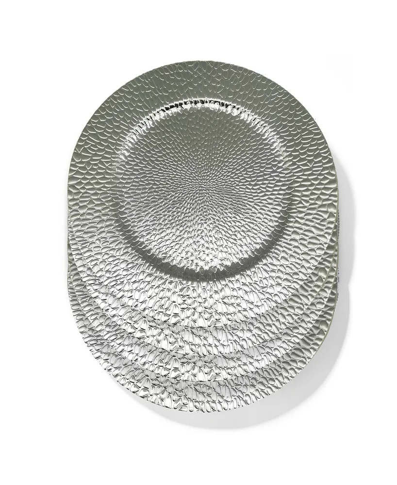 American Atelier Raindrops Charger Plates 13" Electroplated Set, 4 Pieces - Silver