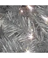 National Tree Company 7.5' Pre-Lit Christmas Matte Metallic Tree - Silver
