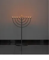 Modern 9 Branch Lighting Thin Pipe Hanukkah Menorah, Small - Silver