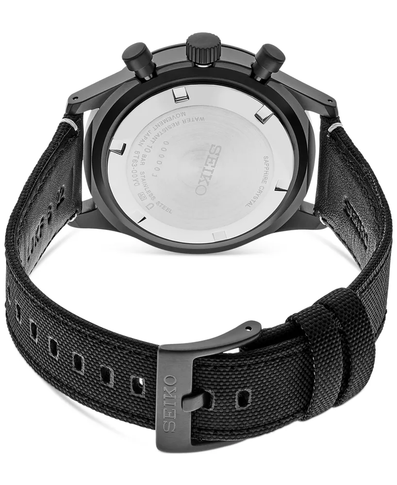 Seiko Men's Chronograph Essentials Black Nylon Strap Watch 43mm