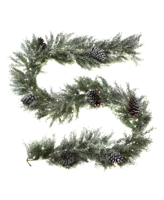 National Tree Company 9' Pre-Lit Snowy Christmas Garland with Pinecones