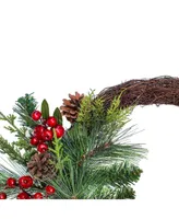 National Tree Company 24" Christmas Mixed Pine and Berries Wreath