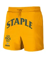 Men's Nfl X Staple Yellow Green Bay Packers New Age Throwback Vintage-Like Wash Fleece Short