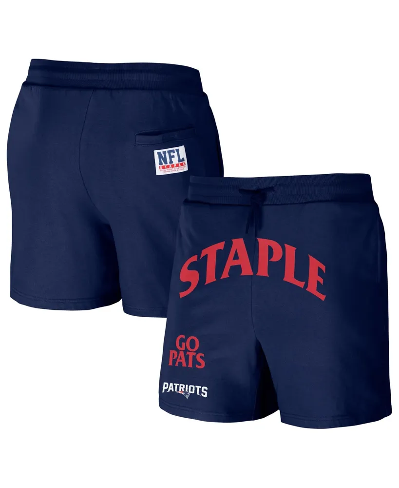 Men's Nfl X Staple Navy New England Patriots Age Throwback Vintage-Like Wash Fleece Short