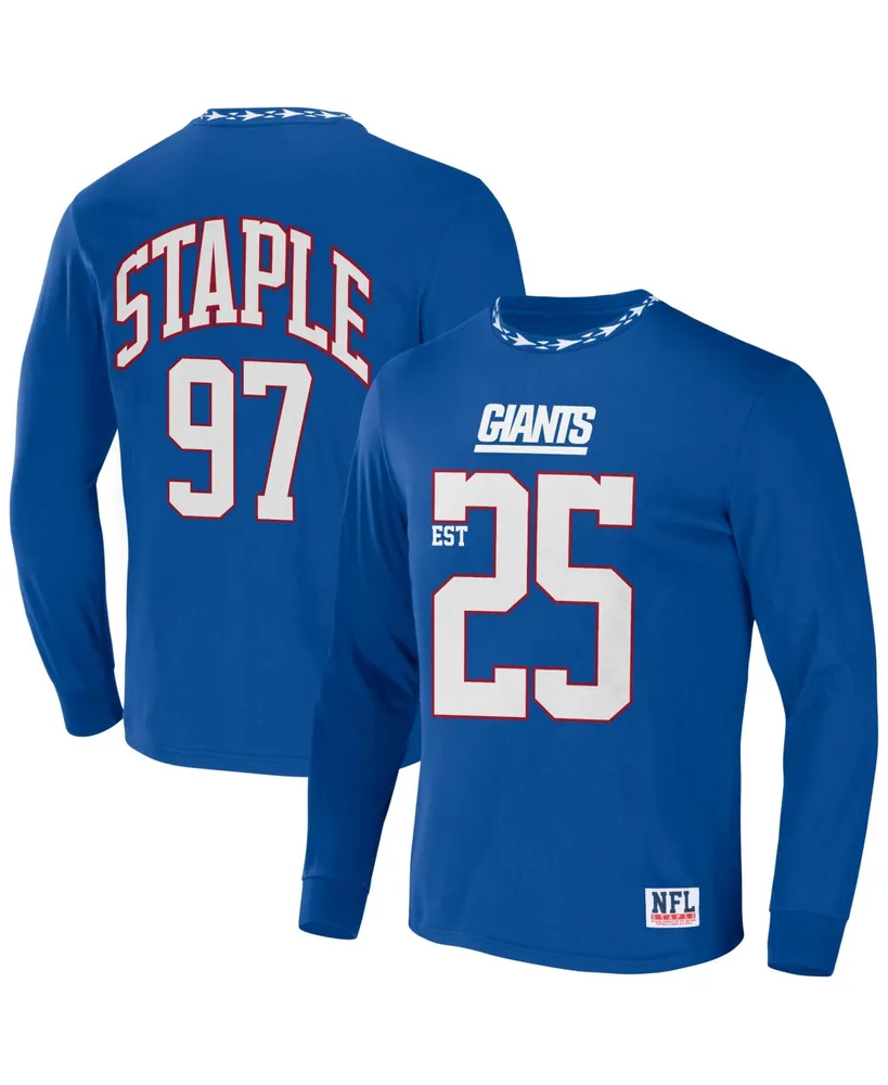 Men's Nfl X Staple Blue New York Giants Core Long Sleeve Jersey Style T-shirt