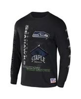 Men's Nfl X Staple Black Seattle Seahawks World Renowned Long Sleeve T-shirt