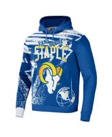 Men's Nfl X Staple Royal Los Angeles Rams Team Slogan All Over Print Pullover Hoodie