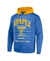 Men's Nfl X Staple Blue Los Angeles Chargers Oversized Gridiron Vintage-Like Wash Pullover Hoodie